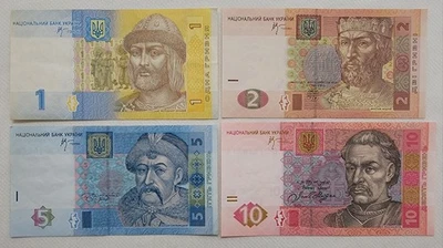 Ukraine 1 2 5 10 UAH Hryvnia Hryvna Hryven 2005-06 Unc Set of 4 Banknotes  - Image 1 of 2