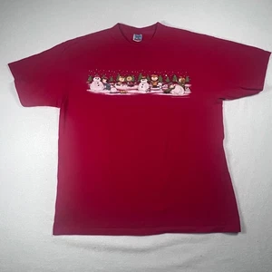 Vintage Peanuts Gang Charlie Brown Christmas Red T-Shirt Graphic Tee XL - Picture 1 of 11