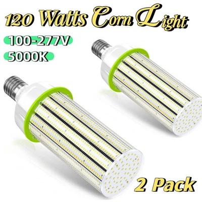 【2 PACK】120W LED Corn Cob Bulb 5000K For Factory Workshop High Bay Low Bay Bulbs - Image 1 of 4