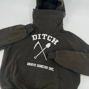 Ditch LA Masked Hoodie in Faded Ash Gray - Mens Size M - Heavyweight Cotton - Picture 1 of 11