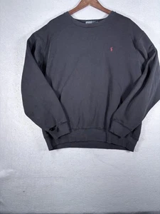 Vintage Polo Ralph Lauren Negro Hombre’s Cuello Redondo Sudadera Años 90 Distressed Boxy - Imagen 1 de 11