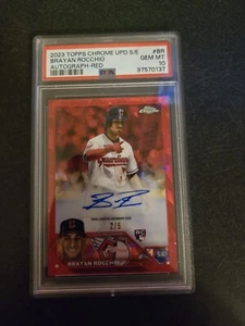 Brayan Rocchio RC 2023 Topps Chrome Update Sapphire Red AUTO /5 PSA 10 - Picture 1 of 2