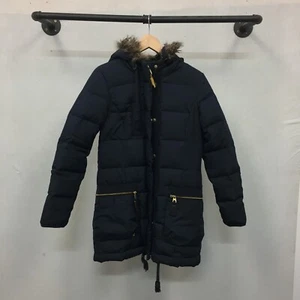 Joules Belmont Quilted Down Coat Size 10 Blue Showerproof Detachable Hood Zip - Picture 1 of 11