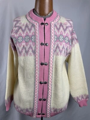Cárdigan Nórdico Suéter Vintage Nordstrikk Rosa Diseño Multicolor Talla L 44-46 Foto 1 de 4