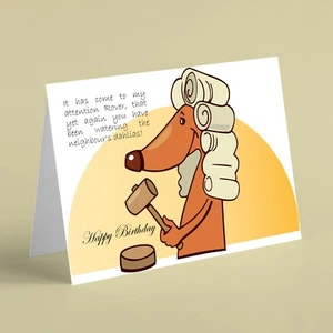 Rover watering the dahlias humour birthday card - female / male - Picture 1 of 1
