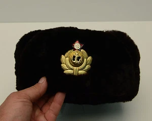 Vintage Ushanka  Military hat, winter hats Russian Army Black - Picture 1 of 5