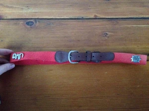 Vintage Southwestern Red Cotton Webbing Cowgirl Western Symbols Womens Belt 32 - Picture 1 of 5