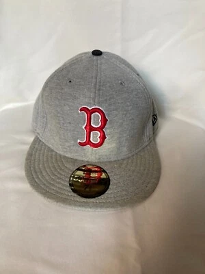 波士顿红袜队 59FIFTY New Era 帽子 MLB 合身 尺寸 7 3/8 灰色 100% 棉 — 第 1/4 张图片
