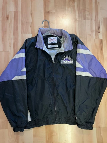 Vintage 90s Colorado Rockies Starter MLB Windbreaker Jacket Coat Mens Size L Cover
