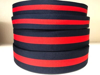 Cinta de sarga estilo diseñador rojo azul marino/rojo negro elige tu color ancho y largo Foto 1 de 4