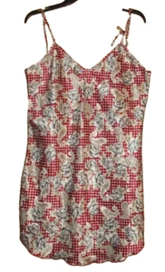 Petra Sz L Satin Chemise Nightgown Red Paisley Polka Dot Lingerie Sleepwear - Picture 1 of 3
