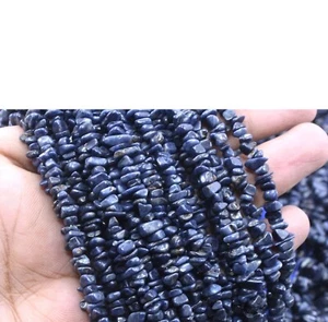 16" Long Natural Blue Sapphire Chips Uncut Beads 4-5 MM Making Jewelry Gemstone - Picture 1 of 5