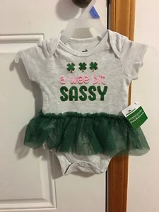 BRAND NEW INFANT GIRL'S SIZE 3-6 MONTH ST. PATRICK'S DAY TUTU BODYSUIT - Picture 1 of 3