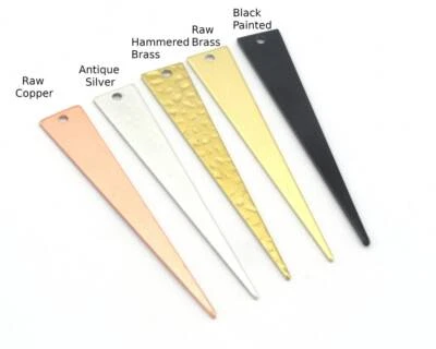 5 pcs Long Triangle Raw brass, Copper, Black painted 50x8mm charms 4708-150 - Image 1 of 3