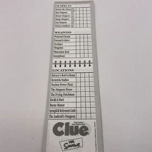 The Simpsons Clue 14 Detective Notebook Replacement Pieces Clue Board Game - Picture 1 of 3