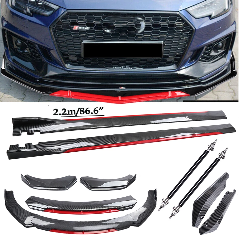 For AUDI A3 A4 A5 Front Bumper Lip Spoiler/ Body Kit+Side Skirt Carbon Fiber — 第 1/4 张图片