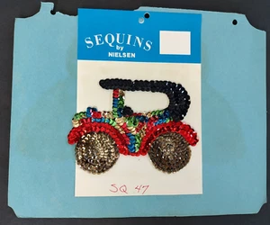 Vintage New NOS MC Sequined Model T Car Patch 1970s Sew-Ons by Nielsen Sequins - Picture 1 of 4