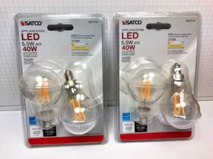 Satco Appliance/Fan LED 5.5W A15 40w S21710 Light Bulbs, 2 packs of 2 = 4 bulbs - Picture 1 of 10