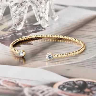 1ct Cuff Bracelet 18K Yellow Gold Diamond Test Pass Lab-Created VVS1/D/Excellent - Image 1 of 4
