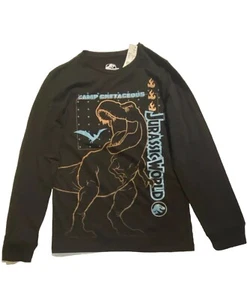 Jurassic World Shirt Youth Boys Large Black Long Sleeve T Rex Dinosaur - Picture 1 of 7