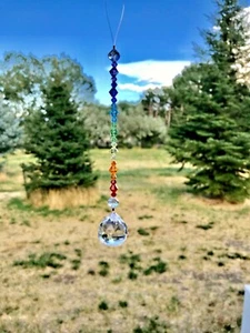 REGENBOGEN Sonnenfänger Auto Charm Ornament Chakra mit SWAROVSKI Kristallperlen 🙂 - Bild 1 von 3