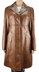 Danier leather coat women S brown thermolite pockets bell sleeves - Picture 1 of 9