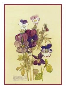 Scottish Mackintosh Art Nouveau Wild Pansies Counted Cross Stitch Chart Pattern - Picture 1 of 9