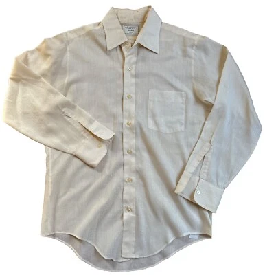 Camisa de vestir vintage Arrow Kirk Kent crema lisa talla XL manga larga Foto 1 de 4