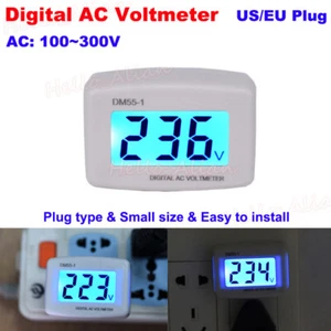 AC 110V-300V 220V 230V LCD Digital Voltmeter Plug-in Electric Tester Volt Meter - Picture 1 of 13