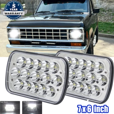 DOT 2PCS 7x6" Inch LED Headlights High Low Sealed Beam For Ford Ranger 1983-1988 Foto 1 de 4