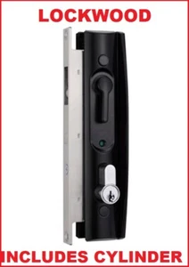 1x LOCKWOOD 8653 Security Screen Sliding Door Lock 8653BLK Black with cylinder - Picture 1 of 4