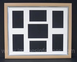 LARGE BEECH/SILVER MULTI PICTURE AND PHOTO FRAME (50cm x 40cm) - Picture 1 of 3