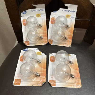 4pk GE CRYSTAL CLEAR G16 1/2 CANDELABRA BASE LIGHT BULBS/40W 320 LUMENS 8bulbs - Image 1 of 4
