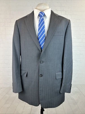 Hickey Freeman USA Men's Gray Striped Wool Two Button Suit 42L 36X30 $1,098 - Image 1 of 4
