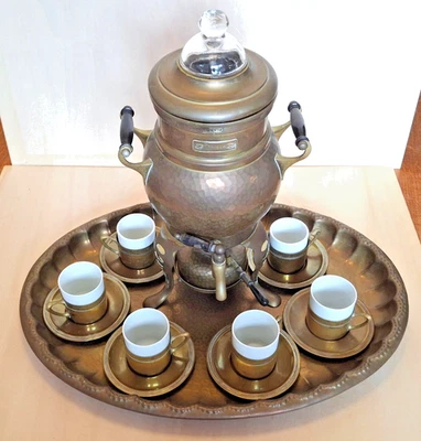 RARITÄT Percolator Kaffeebereiter um 1900 Fontana mit Tablett und Tassen - Bild 1 von 4