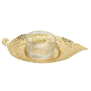 Porte-bougie En Métal Feuille D'or Stand Chandelier Pour Noël Bureau DécoratiFR - Imagen 1 de 12