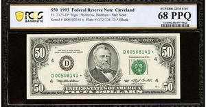 1993 $50 *STAR* FRN PCGS68PPQ Gem CLEVELAND, OH PCGS BANKNOTE FR 2125-D* - Picture 1 of 2