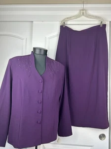 Sunset By Sylvia Roberts S 20 Women’s 2-PC Polyester  Suit Blazer & Skirt Career - Picture 1 of 12