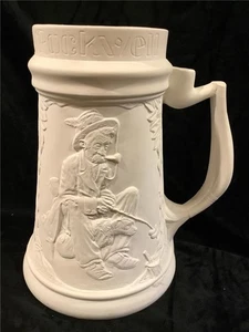 CERAMIC BEER STEIN  NORMAN ROCKWELL READY TO PAINT BISQUE U-PAINT - Picture 1 of 24