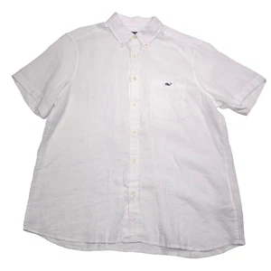 Vineyard Vines White Short Sleeve Linen Oxford Button Down Shirt Mens Size Large - Picture 1 of 9