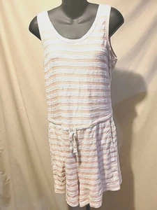 Old Navy Womens Waist-Defined Sleeveless Terry Beach Romper Pink White Size M - Picture 1 of 9