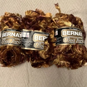 3 - Bernat Boa Furs eyelash bulky weight yarn SABLE Skeins 71 Yards each - Picture 1 of 5