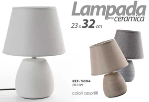 LAMPADA LUMETTO ABAT JOUR DA TAVOLO IN CERAMICA SCRIVANIA COMODINO E14 h 32*23cm - Foto 1 di 4