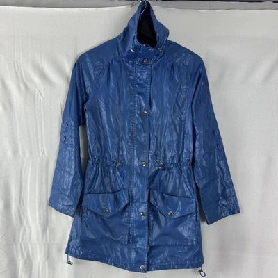 Abrigo de Invierno Style & Co Petites Talla PS Cuello Alto Botón Cremallera Azul Forrado Foto 1 de 4