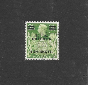 KGVi 1950 B.A. ERITREA 2s50c surcharge on 2sh6d yellow green vf used SG E23 - Picture 1 of 1