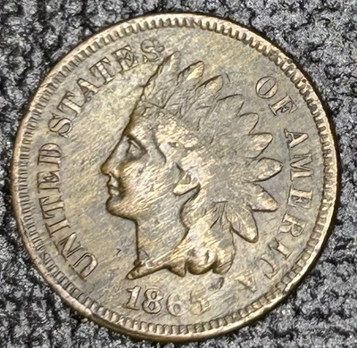 1865 Fancy 5 Indian Head Cent ~ Woody ~ Struck On Defective Planchet/Die Breaks - Image 1 of 4