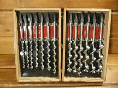 Vintage Irwin Complete 13 Pc Set, Boxed Auger Hand Drill Brace Bits 1/4" - 1" - Image 1 of 4