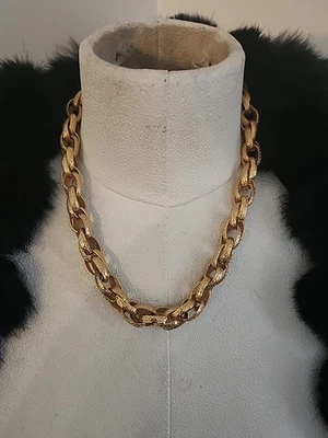 Винтажная золотистая цепочка ожерелье Monet с гравированными звеньями 18 дюймов - Изображение 1 из 4