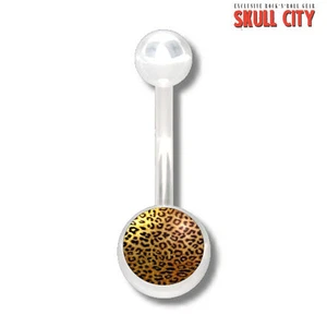 LEOPARD WHITE NAVELSTUD - Bauchnabel Piercing - Schmuck Banane Stecker Leo weiß - Picture 1 of 1