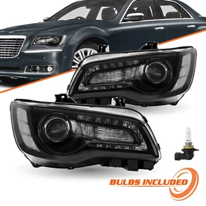 LH&RH For 2011-2023 Chrysler 300 Headlights Black Clear Corner Headlamps w/BulbS - Picture 1 of 7